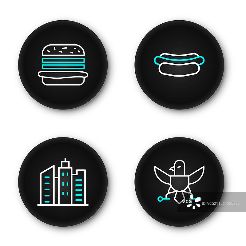 城市风景中的鹰与热狗三明治图片素材