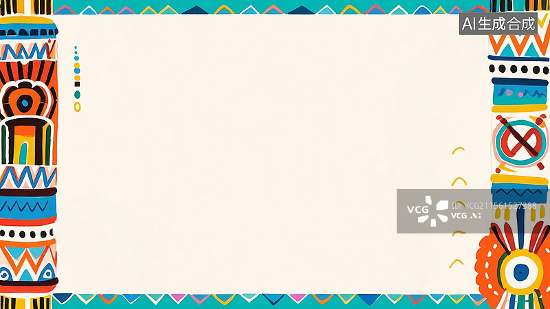【AI数字艺术】2D卡通环绕-彩色几何图案边框图片素材
