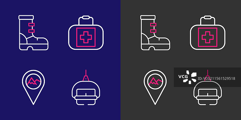 滑雪缆车位置设定在山脉前方图片素材