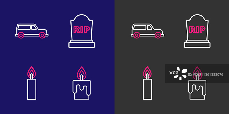 燃烧的蜡烛和刻有“安息”的墓碑图片素材