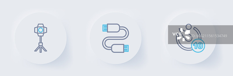 设置相机定时器、USB数据线和柔光箱图片素材