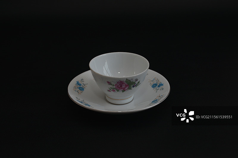 酒店定制法式青花描金咖啡杯带碟下午茶中古宫廷风欧式陶瓷复古风图片素材