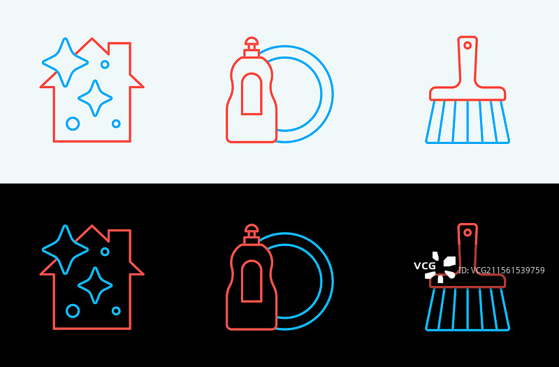 清洁服务的扫把和线杆图片素材