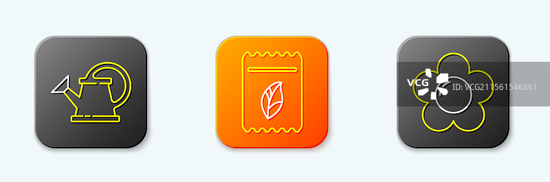 装满植物种子的浇水壶套装图片素材