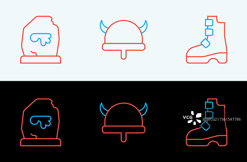 古老维京靴子上的魔法符文图片素材