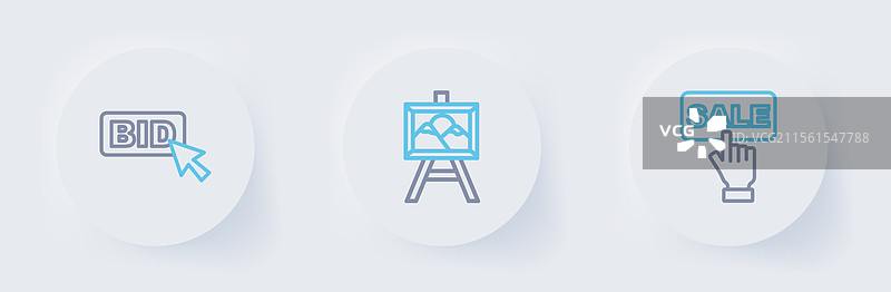 拍卖画作的线条设置和竞标图标图片素材