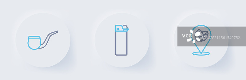 烟草叶打火机和无烟斗吸烟的设置图片素材