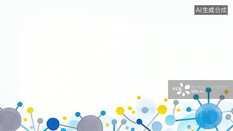 【AI数字艺术】2D卡通居下-分子结构图案背景图片素材