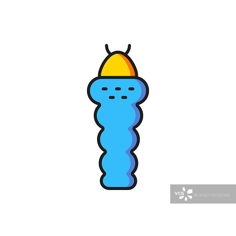 彩色幼虫昆虫图标，背景为白色图片素材