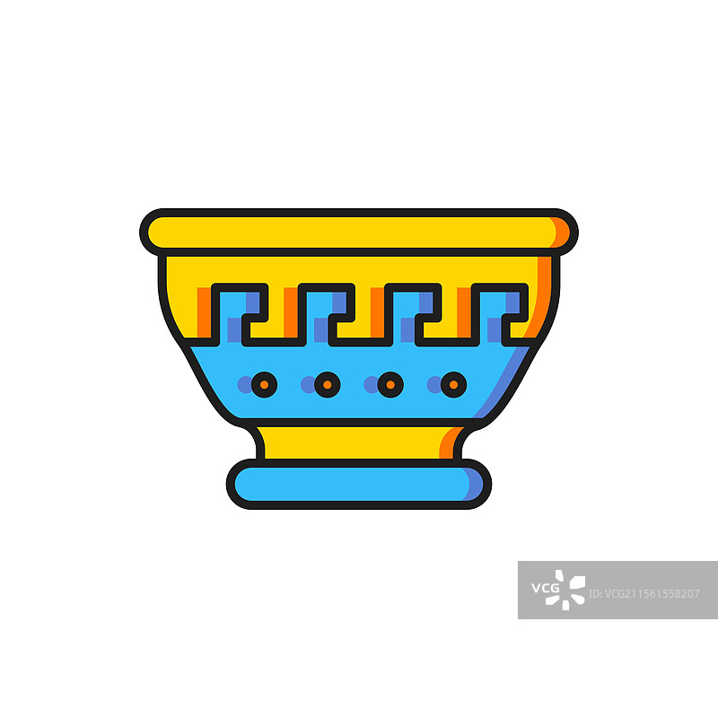 彩色希腊古代碗图标，背景为白色图片素材