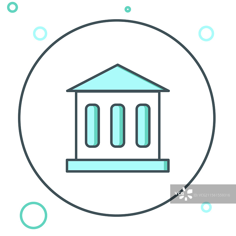 线条银行建筑图标，背景为白色图片素材