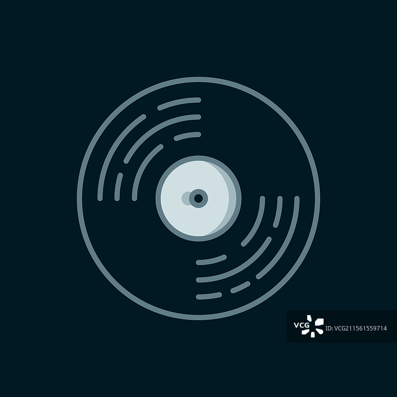 黑色背景上的线条唱片图标图片素材