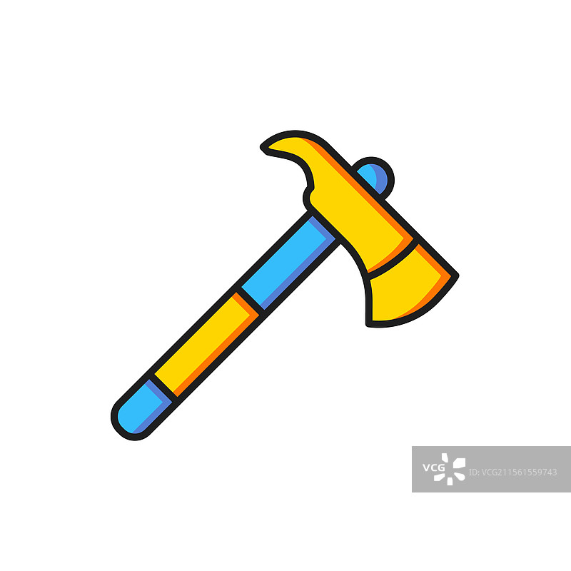 彩色消防斧图标，背景为白色图片素材