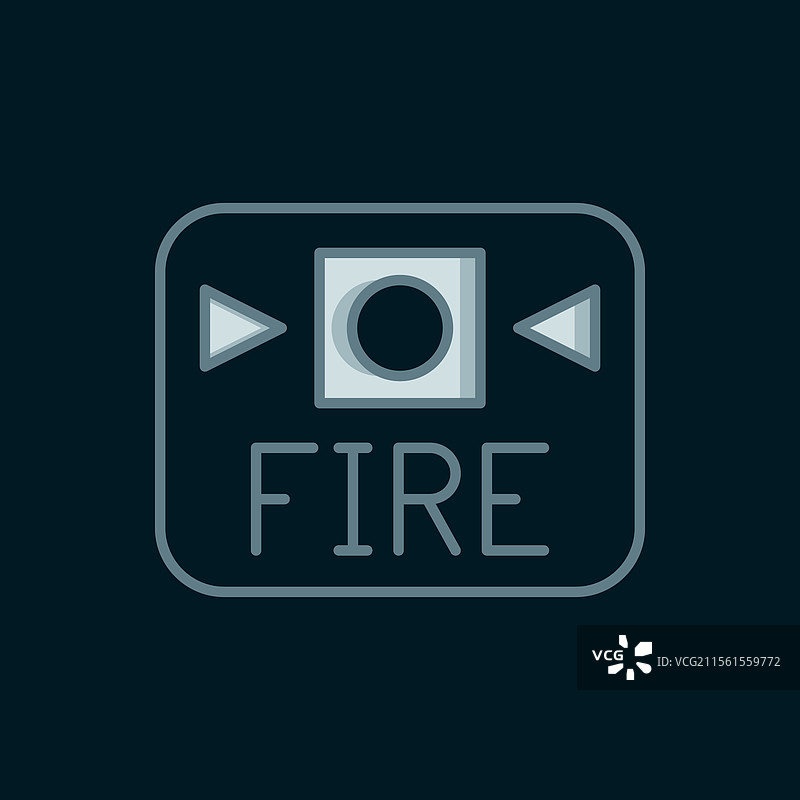 黑色背景上的线条火警报警系统图标图片素材