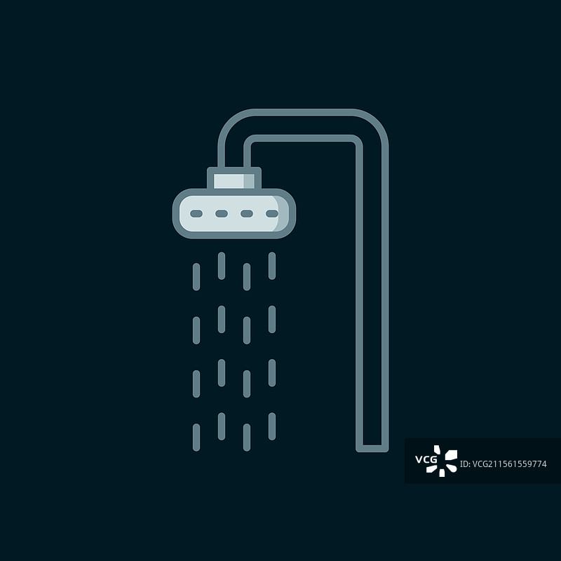 带水滴流动的淋浴头图标图片素材