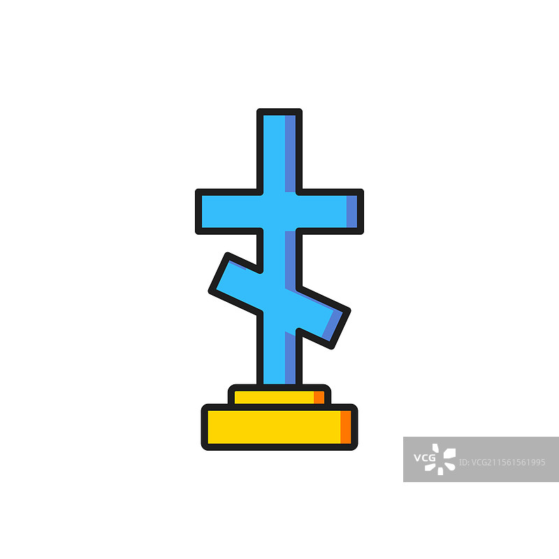 白色背景上的十字架彩色墓碑图标图片素材