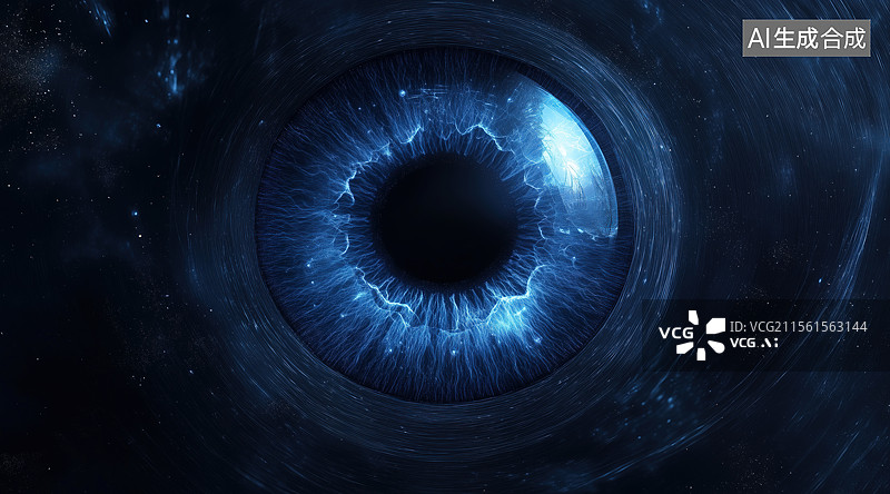 【AI数字艺术】蓝色科技感眼球网络扫描概念图图片素材