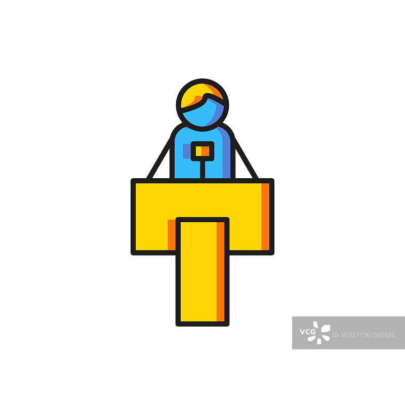 彩色舞台支架或辩论讲台图标图片素材