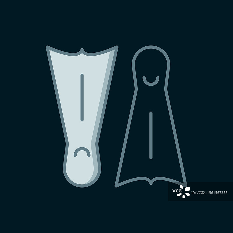 游泳用的线条橡胶脚蹼图标图片素材