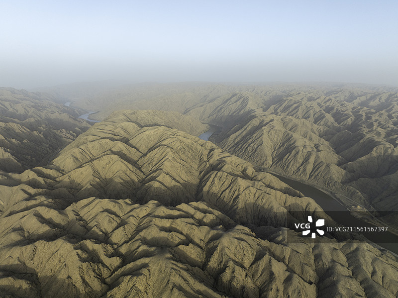 航拍中国66号公路 祁连山脉 黄河图片素材