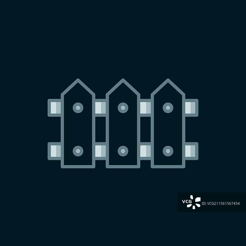 黑色背景上的木质花园围栏线条图标图片素材