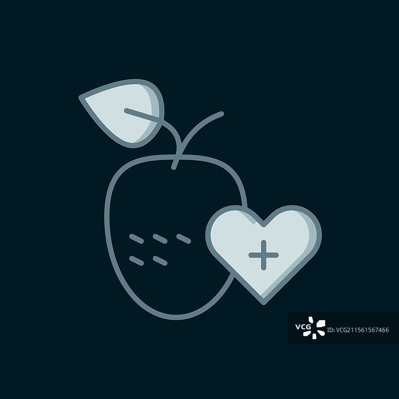 黑色背景上的健康水果图标线条设计图片素材