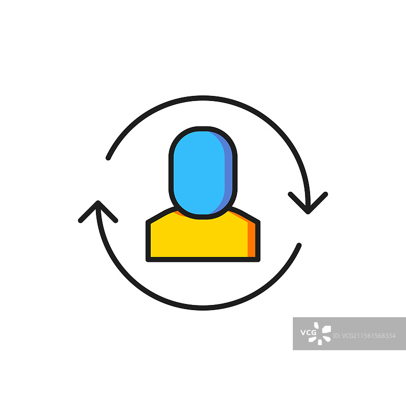 颜色交换工作图标，孤立在白色背景上图片素材