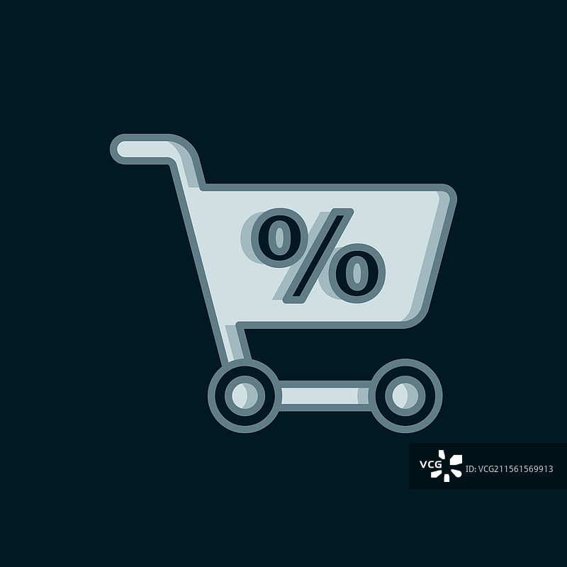 黑色背景上的线条购物车图标图片素材