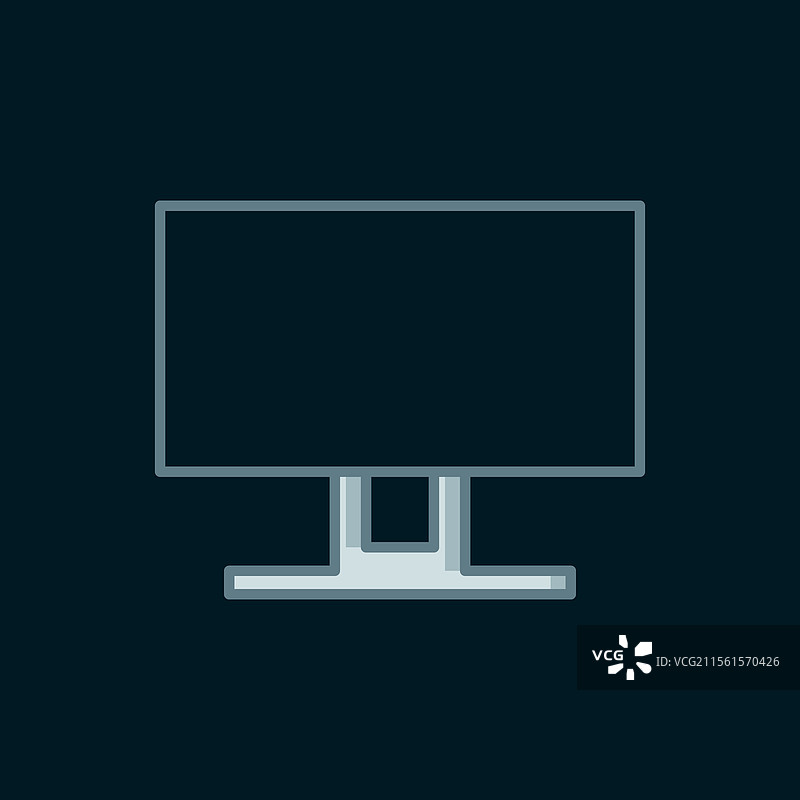 线条智能电视图标，孤立在黑色背景上图片素材