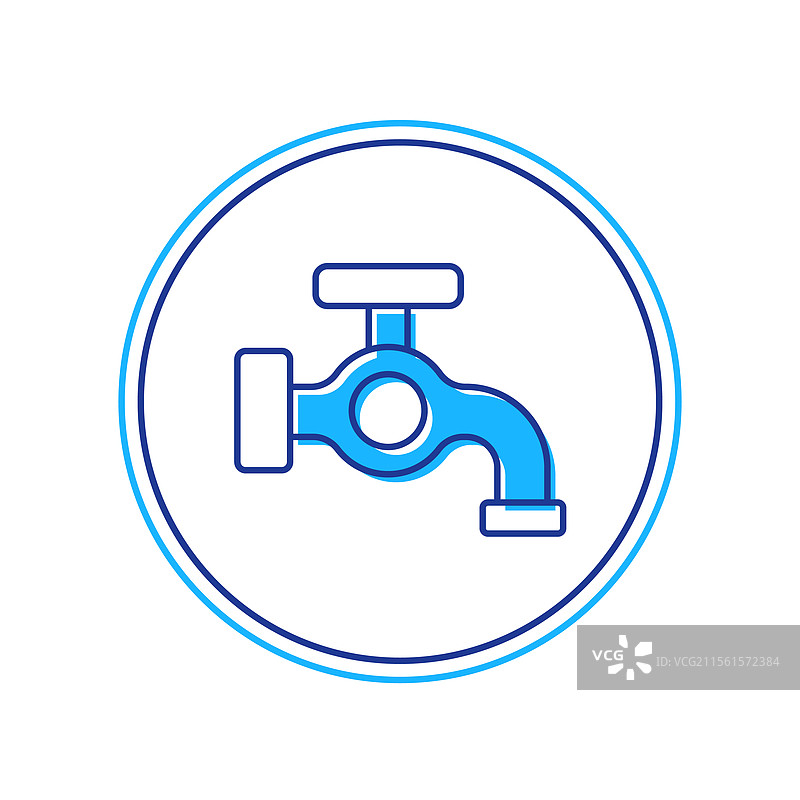 填充轮廓的水龙头图标，孤立在白色背景上图片素材