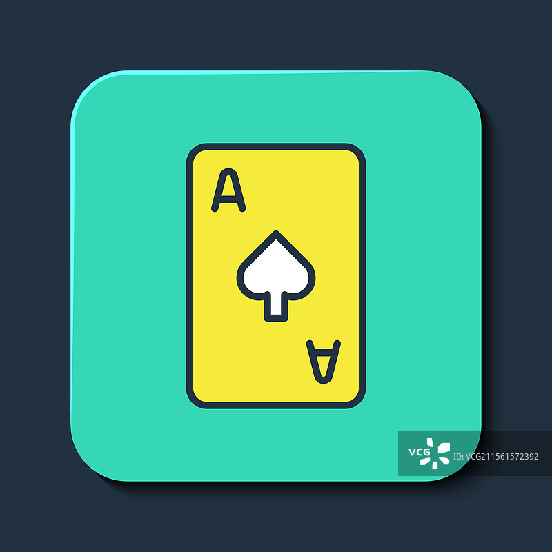 填充轮廓的扑克牌，带有黑桃符号图片素材