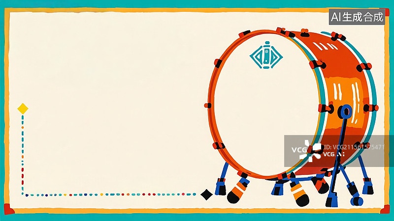 【AI数字艺术】2D卡通居右-橙色低音鼓插图图片素材