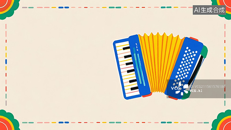 【AI数字艺术】2D卡通居右-手风琴插图图片素材