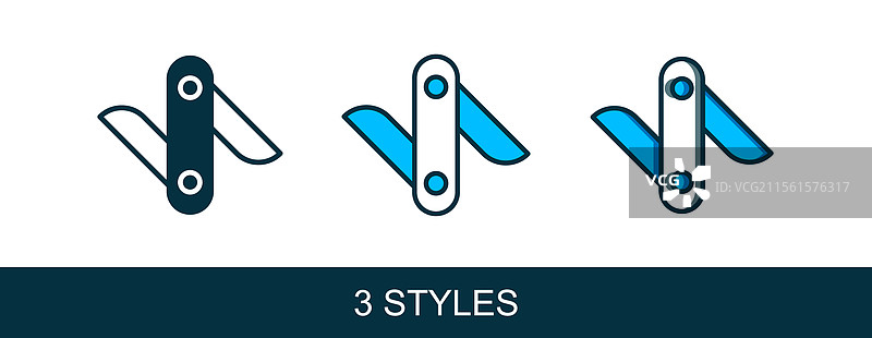 填充轮廓的瑞士军刀图标，孤立在背景上图片素材