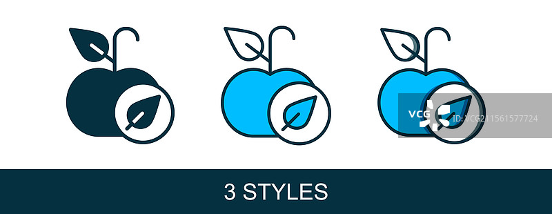 填充轮廓的苹果图标，孤立在白色背景上图片素材