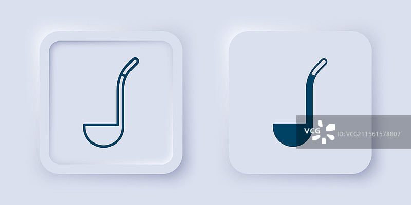 填充和轮廓的厨房勺图标，孤立在图片素材