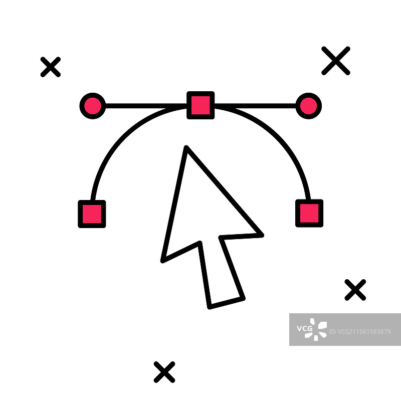填充轮廓贝塞尔曲线图标，孤立于背景上图片素材