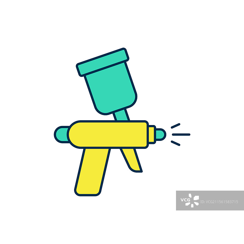 填充轮廓喷漆枪图标，孤立在图片素材