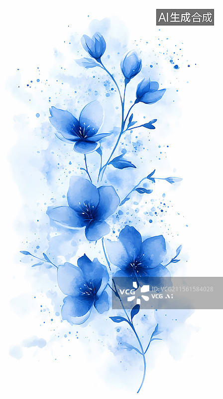【AI数字艺术】水彩花卉装饰图片素材