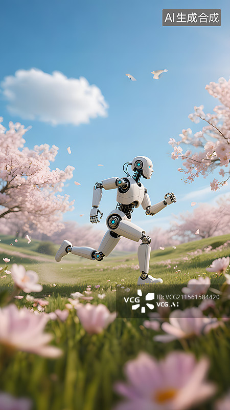 【AI数字艺术】机器人马拉松跑步图片素材