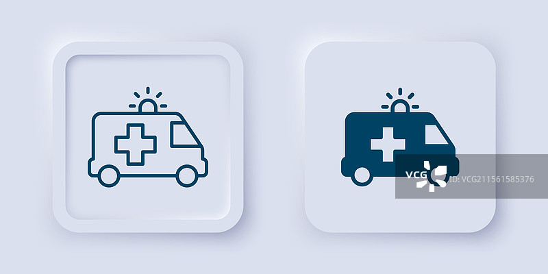 填充和轮廓的救护车与紧急车辆图片素材