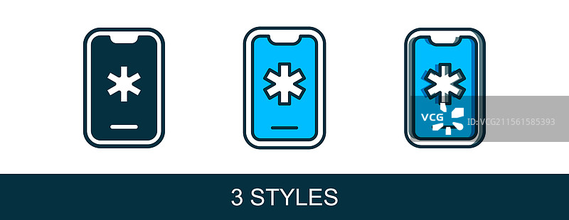 填充轮廓的电话，紧急呼叫911图片素材