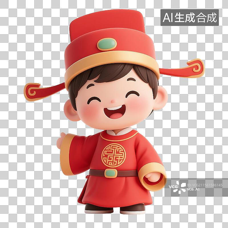 【AI数字艺术】3D渲染卡通人物，状元，文曲星，高考冲刺，高考加油，金榜题名，考试上岸，幸运，运气，免抠元素图片素材