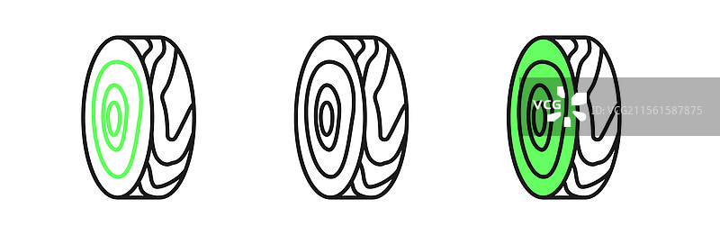 树轮图标在白色背景上独立设置图片素材