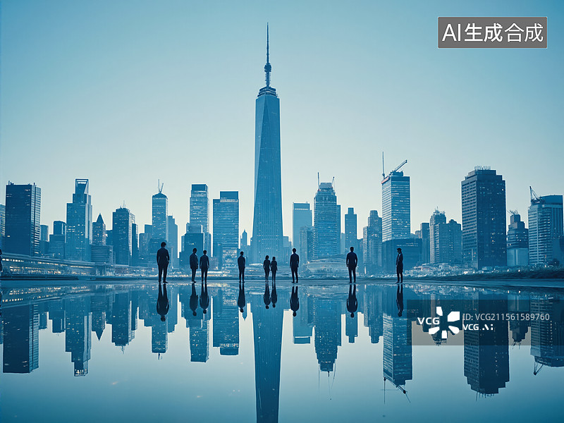 【AI数字艺术】城市倒影图片素材