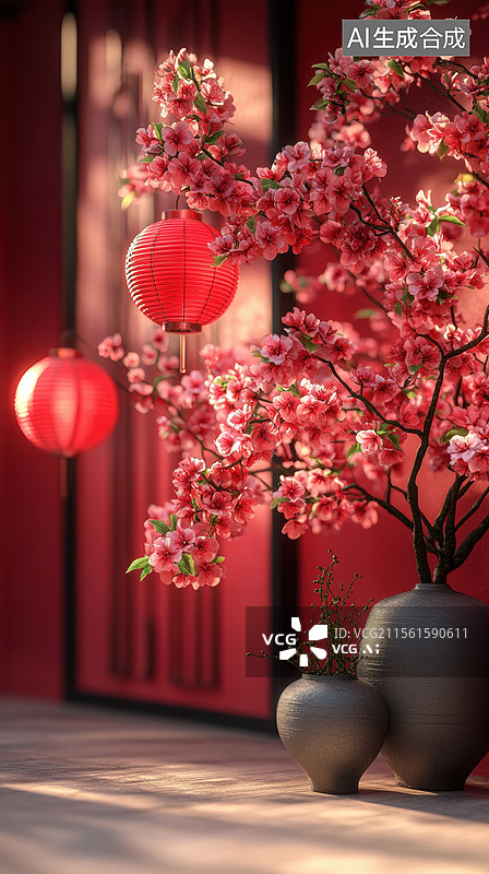 【AI数字艺术】中国风灯笼花灯图片素材