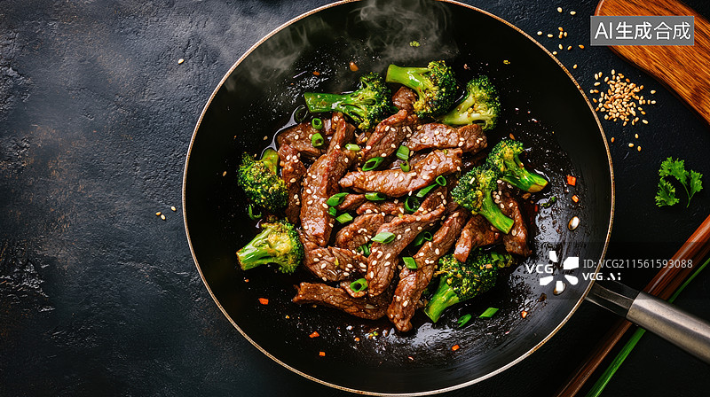 【AI数字艺术】西兰花炒牛肉美食食物图片素材