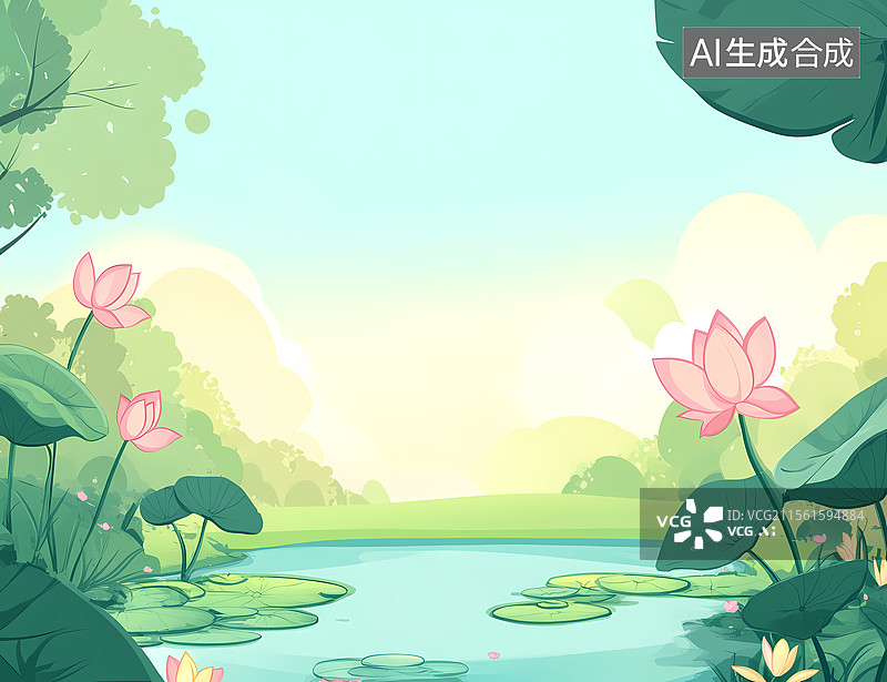 【AI数字艺术】宁静的春日沼泽图片素材