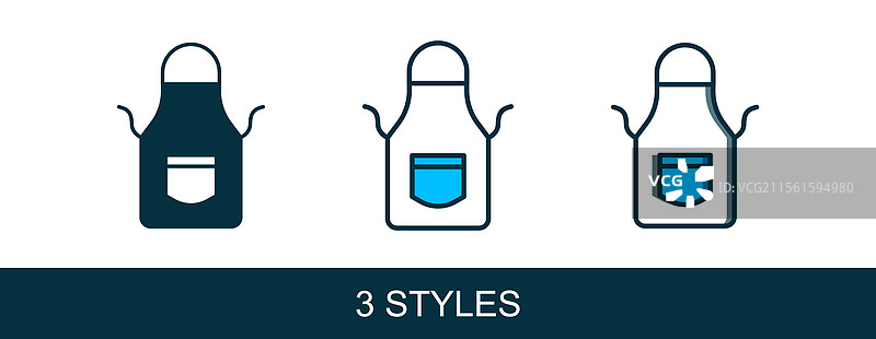 填充轮廓的黑smith围裙图标，孤立在白色背景上图片素材