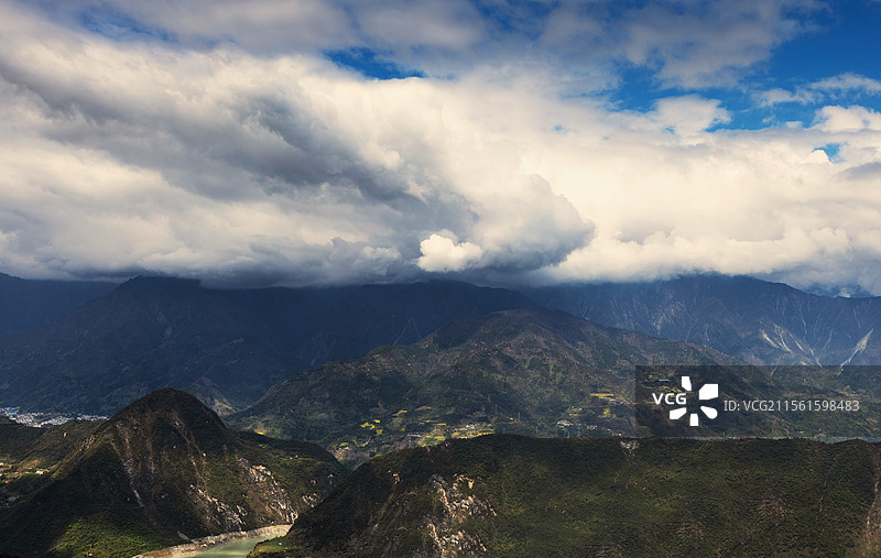 成都紫坪铺水库自然风光图片素材